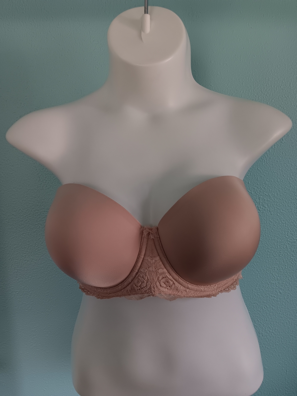 Torrid Strapless Lace Trim T-Shirt Bra - Nude Blush Size 46C